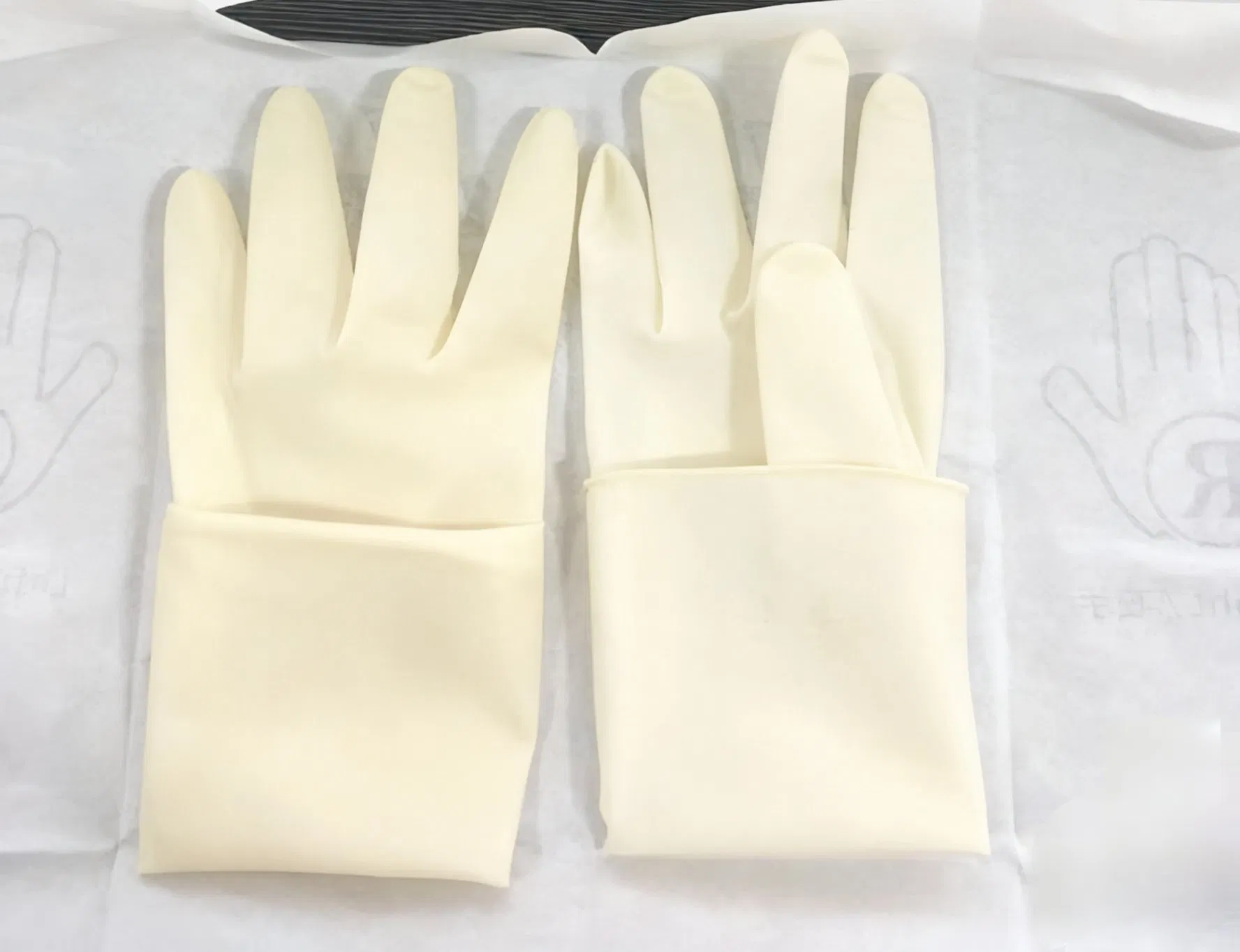 Luvas Cirúrgicas de Látex Natural Premium Esterilizadas e Sem Pó Pré-Pó Not Chlorinated Tamanho 7 Certificadas CE/ISO