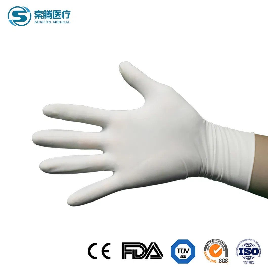 Sunton 100PCS/Box 10boxes/CTN Luvas de Látex de Alta Qualidade Luvas Cirúrgicas Fabricante de Luvas de Látex Brancas da China OEM Personalizadas Luvas de Grau Médico