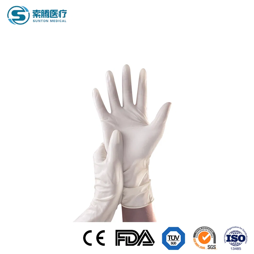 Sunton 100PCS/Box 10boxes/CTN Luvas de Látex de Alta Qualidade Luvas Cirúrgicas Fabricante de Luvas de Látex Brancas da China OEM Personalizadas Luvas de Grau Médico