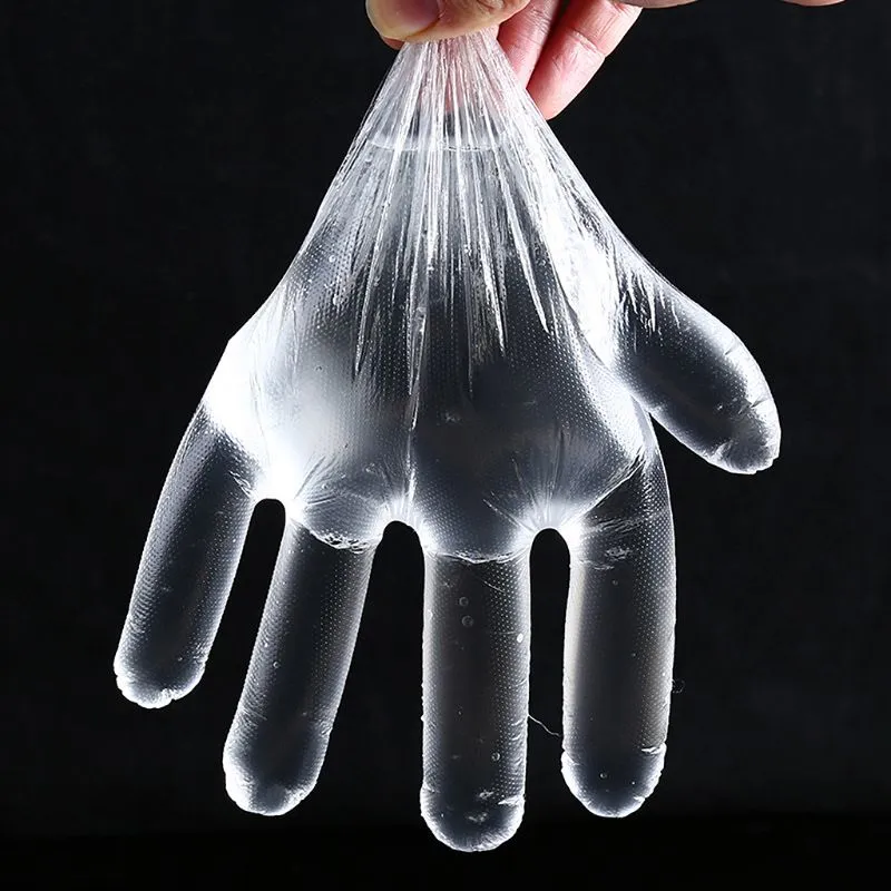 Luvas plásticas transparentes
