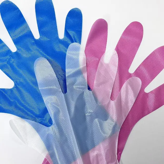 Luvas descartáveis de PE para preparação de alimentos, luvas plásticas, luvas biodegradáveis