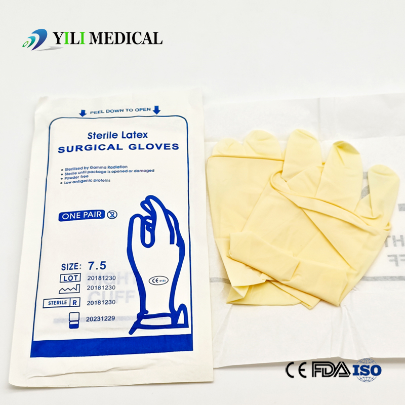 Luvas de látex em pó descartáveis para cirurgia médica