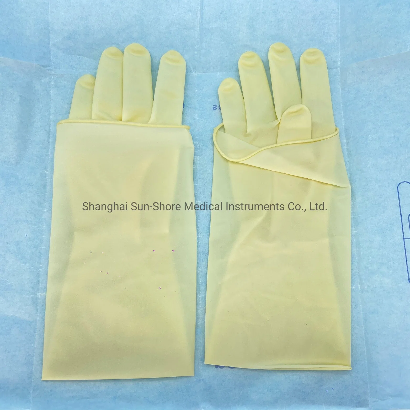 Luvas Cirúrgicas de Látex de Borracha Estéreis com Mangas Longas 45cm para Ginecologia