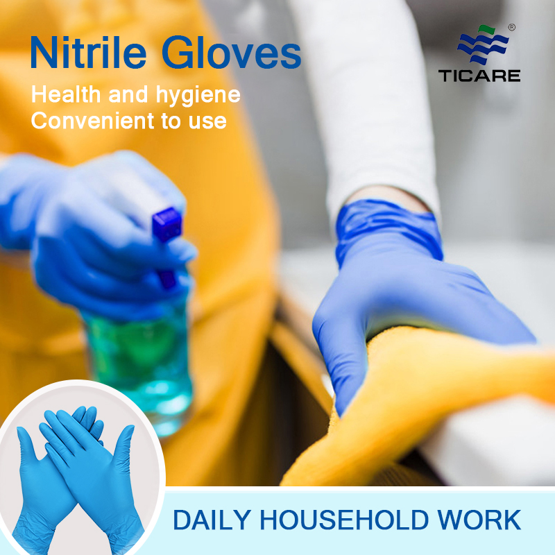 Produtos descartáveis aprovados pela CE, luvas de nitrilo azuis para exame dental e médico, sem pó