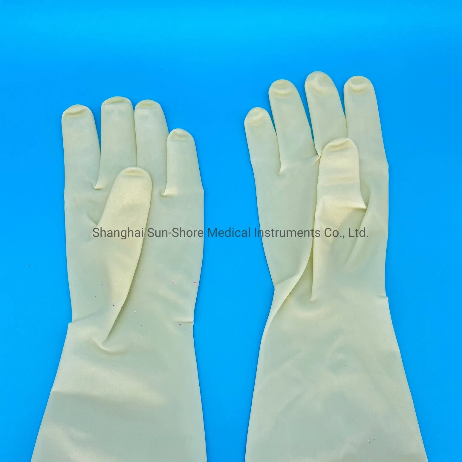 Luvas Cirúrgicas de Látex de Borracha Estéreis com Mangas Longas 45cm para Ginecologia