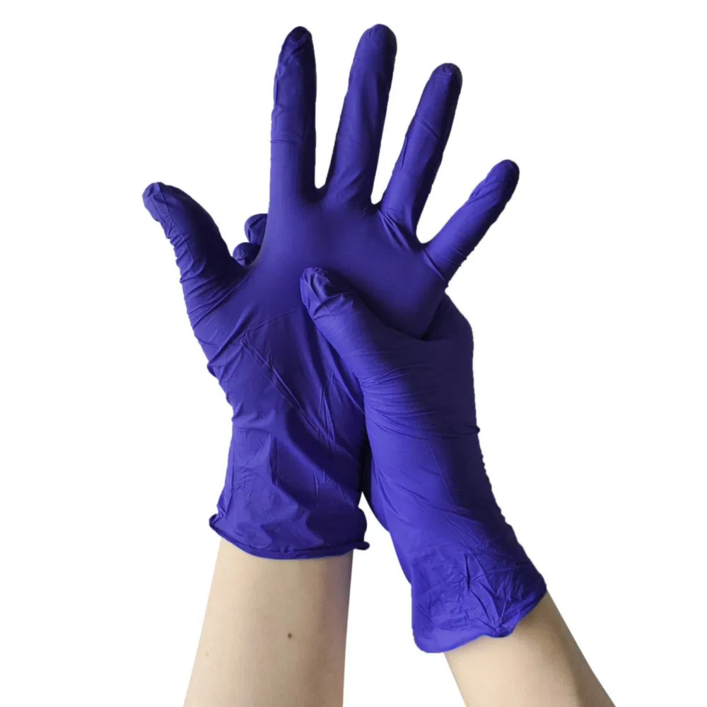 Luvas Cirúrgicas Descartáveis de Nitrilo Roxo Profundo Antiderrapantes para Gestão de Feridas