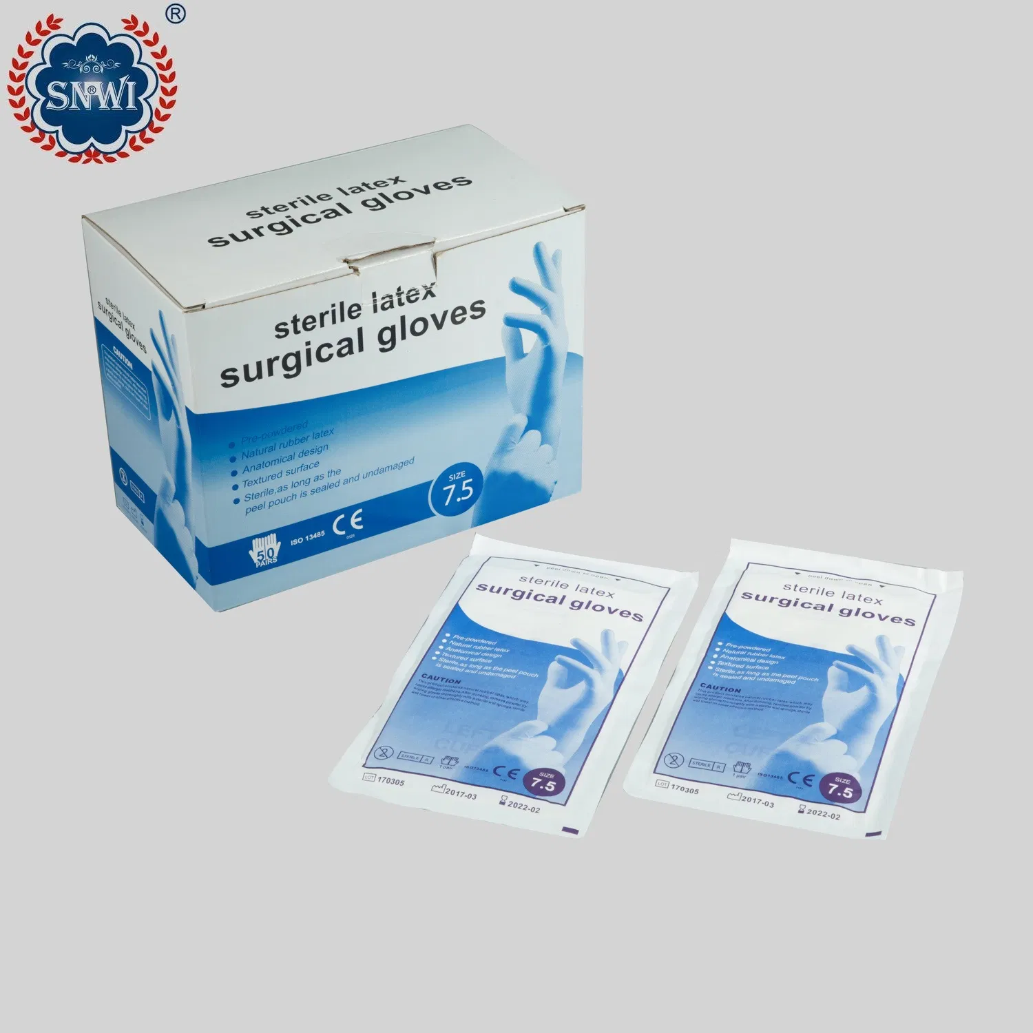 Produtos Médicos Descartáveis de Alta Qualidade Luvas Cirúrgicas Estéreis de Borracha Natural de Látex