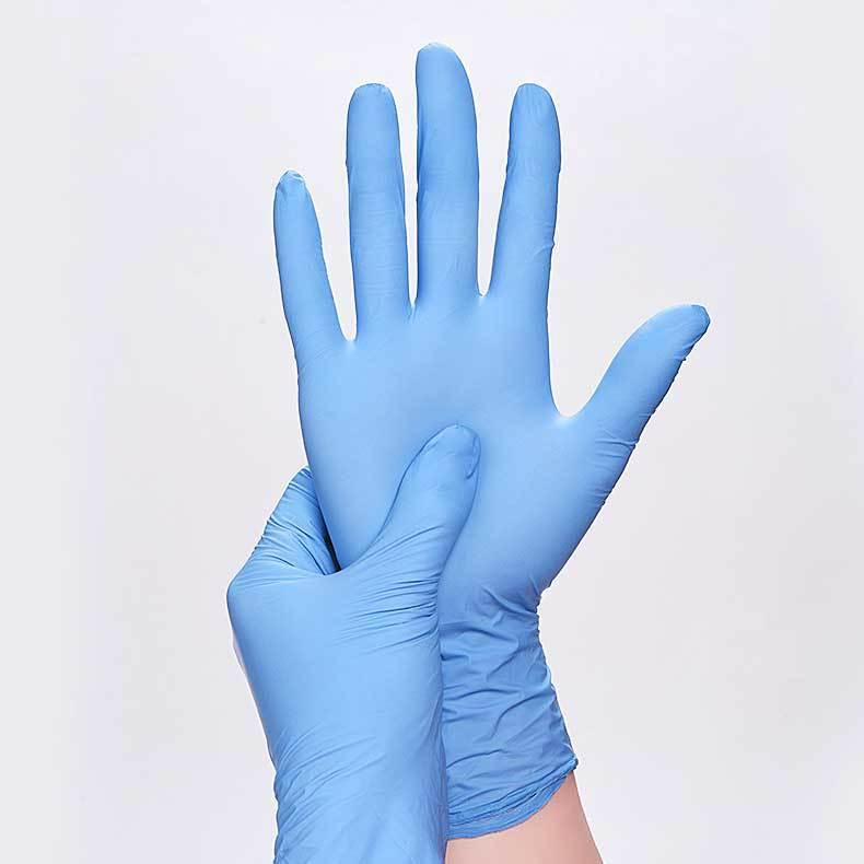 Luvas descartáveis azuis de nitrilo com ou sem pó, luvas sintéticas de vinil