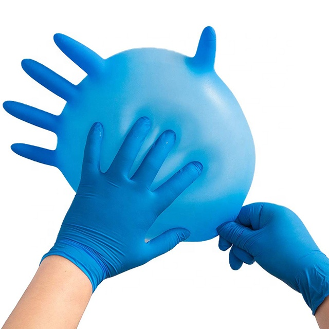 Luvas de Exame Cirúrgicas Descartáveis de Nitrilo Azul, Sem Látex e Sem Pó