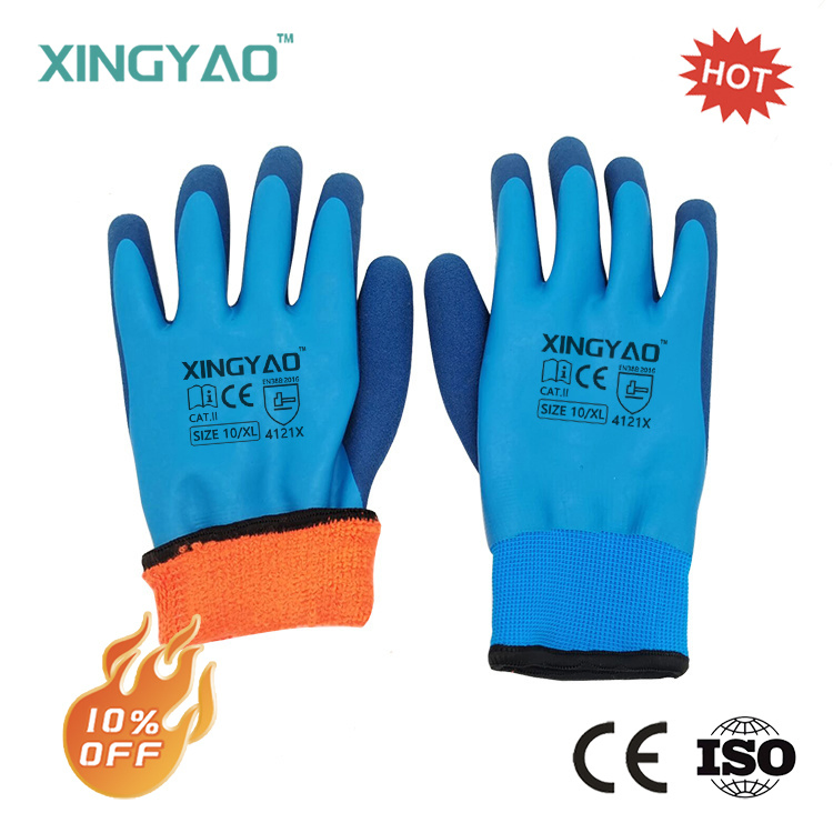 Luvas de Trabalho para Inverno Resistentes ao Frio ao Ar Livre Impermeáveis com Palma Revestida de Látex de Dupla Camada em Tecido de Acrílico Terry Minus 70celsius