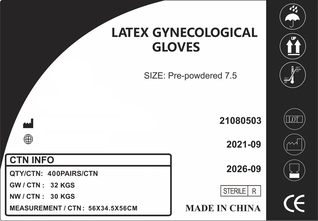 Luvas de Látex Cirúrgicas Ginecológicas Pré-Pó Não Pó