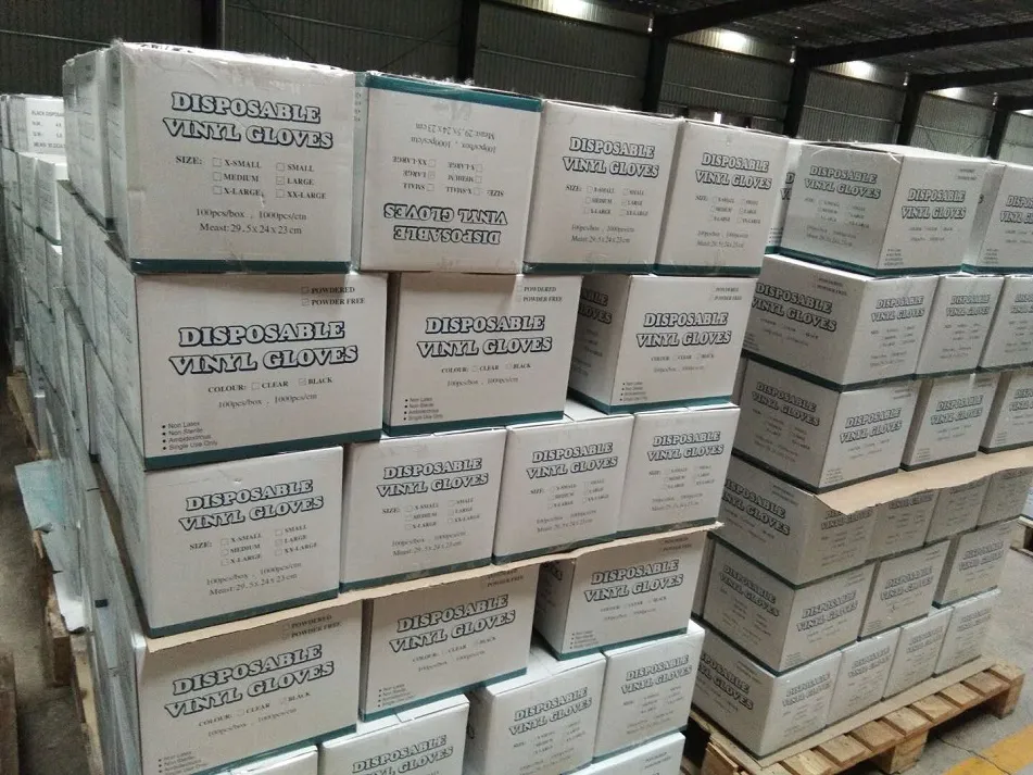 Luvas de Vinil Pretas e Brancas Descartáveis Sem Pó