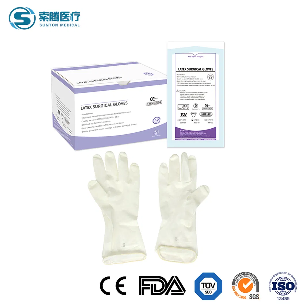 Luvas Cirúrgicas Estéreis Sunton em Promoção, Luvas Cirúrgicas de Material Nitrílico da China, Fábrica de Luvas de Látex Baratas, Luvas Cirúrgicas Estéreis Descartáveis Personalizadas OEM