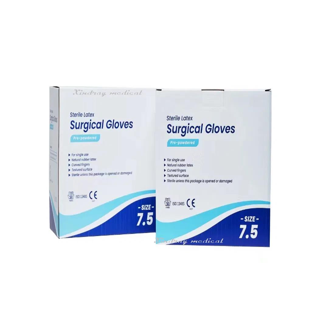 Luvas de Látex Médicas Descartáveis com Pó ou Sem Pó Luvas Cirúrgicas de Látex Estéreis