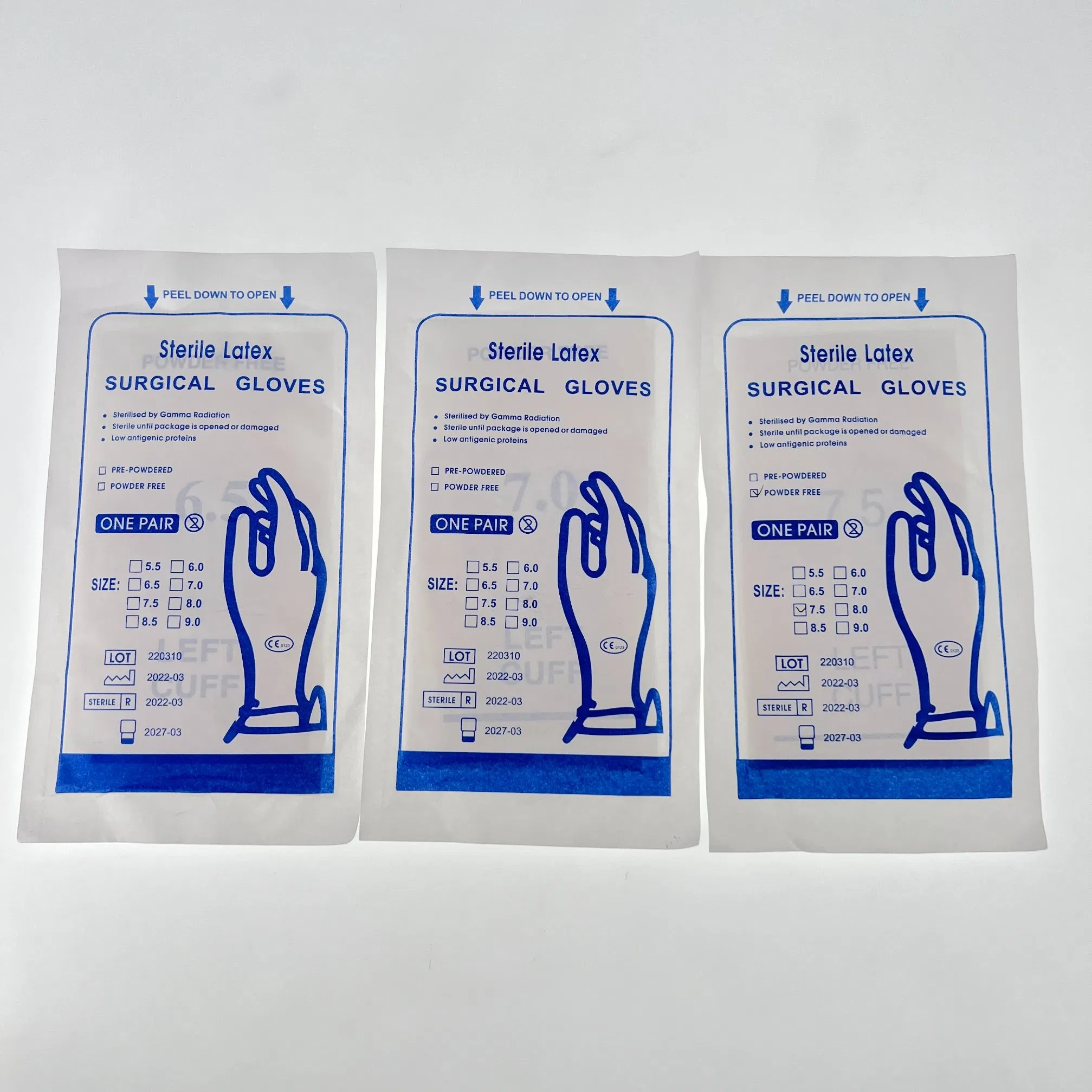Uso Médico Luva Cirúrgica Estéril de Nitrilo para Exame Atacadista Luvas Elásticas Sem Pó para Trabalho Doméstico em Produtos Médicos Descartáveis