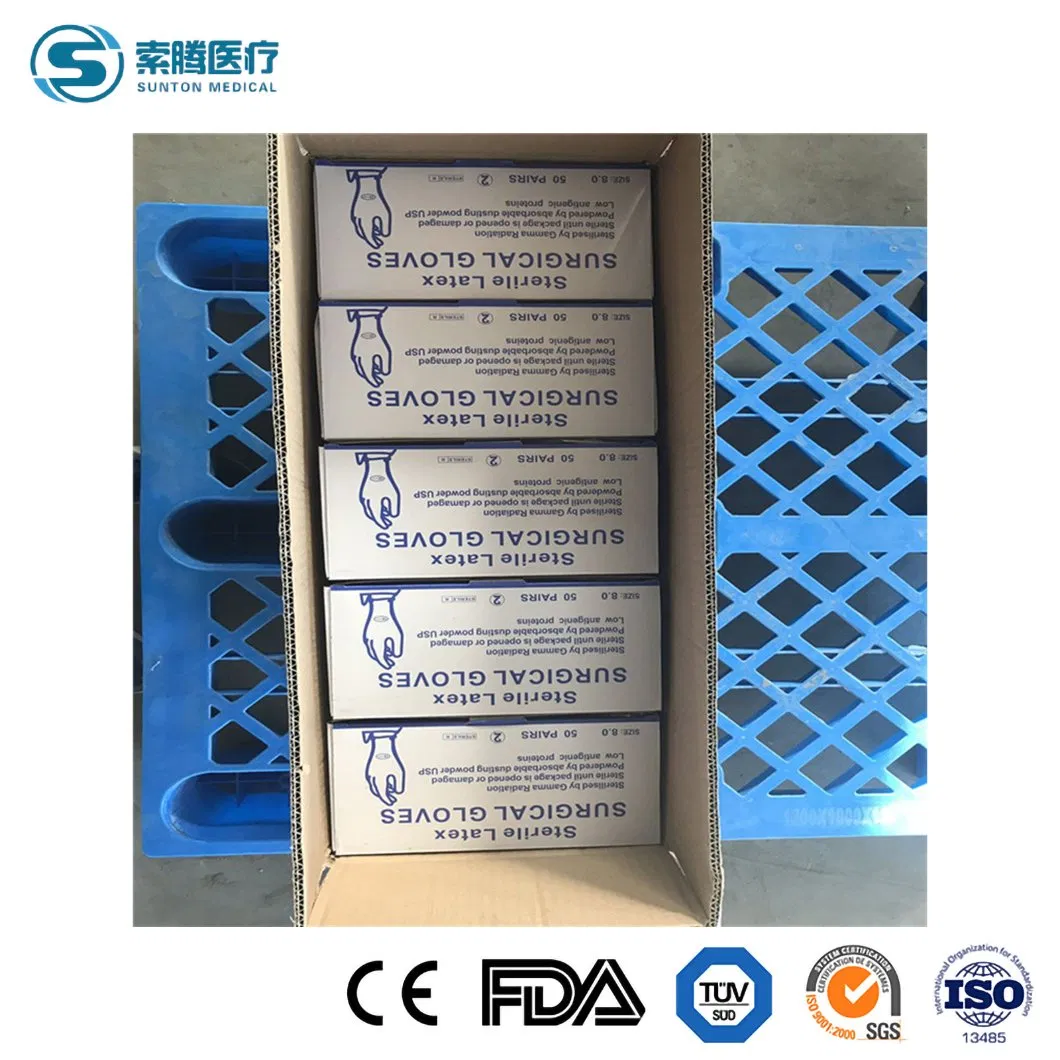 Luvas Cirúrgicas de Látex de Alta Elasticidade Sunton China Tamanhos M L S XL Luvas de Látex Fábrica OEM Personalizadas Luvas Cirúrgicas Estéreis Baratas de Grau Médico Mitten