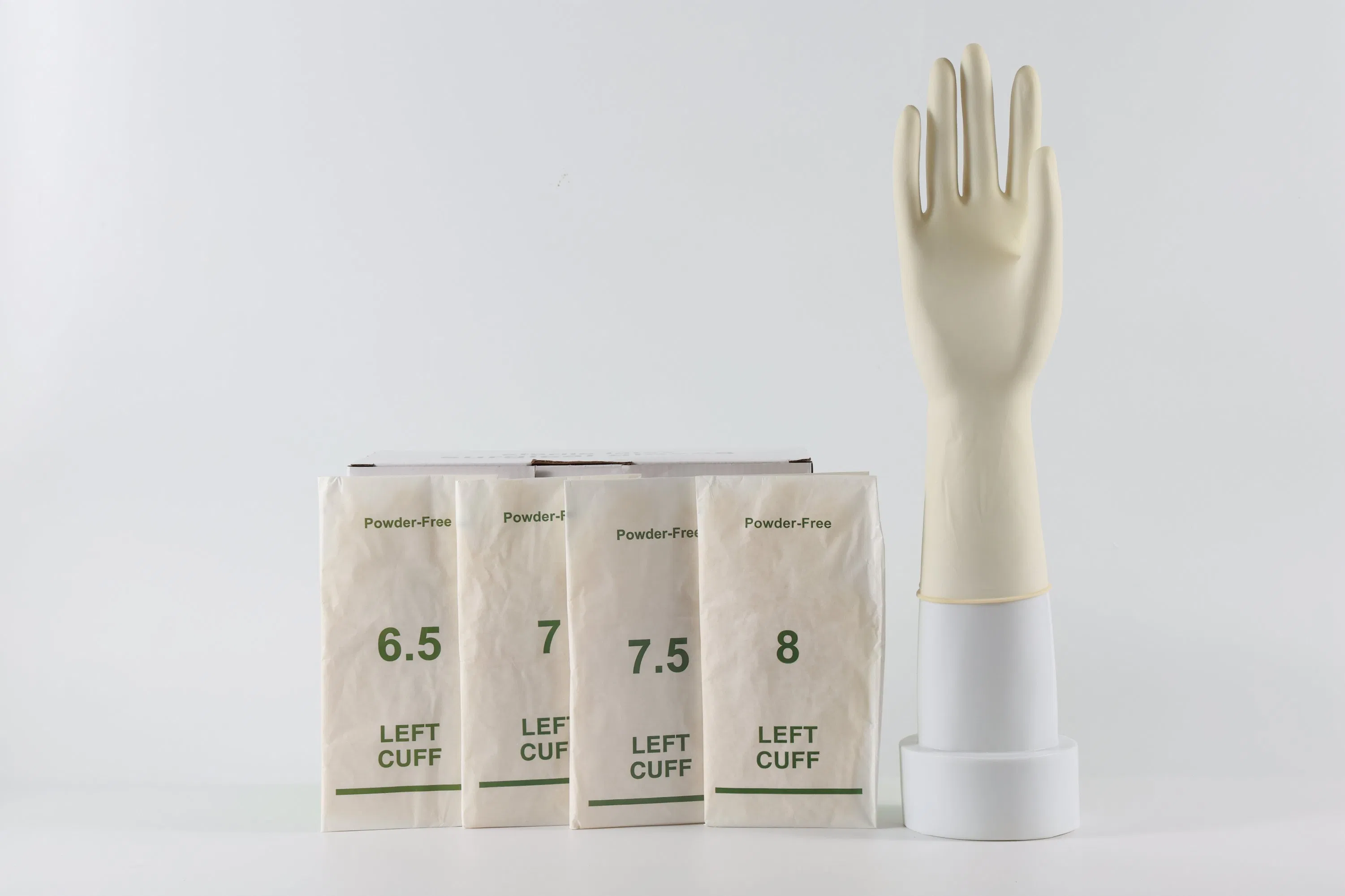 Luvas de ginecologia de comprimento do cotovelo brancas manga comprida látex ginecológica cirúrgica Luvas