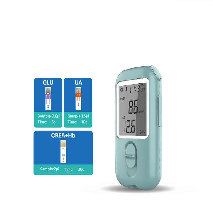 Handheld Blood Creatinine Meter with Egfr for CT MRI Center Kidney Test Comprehensive Health Monitoring for Creatinine, Blood Glucose, Uric Acid, Hb &amp; Egfr