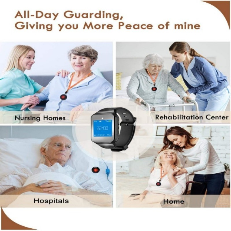 Wireless Caregiver Pager Call Button for Patient Nurse Alert System for Elderly Monitoring