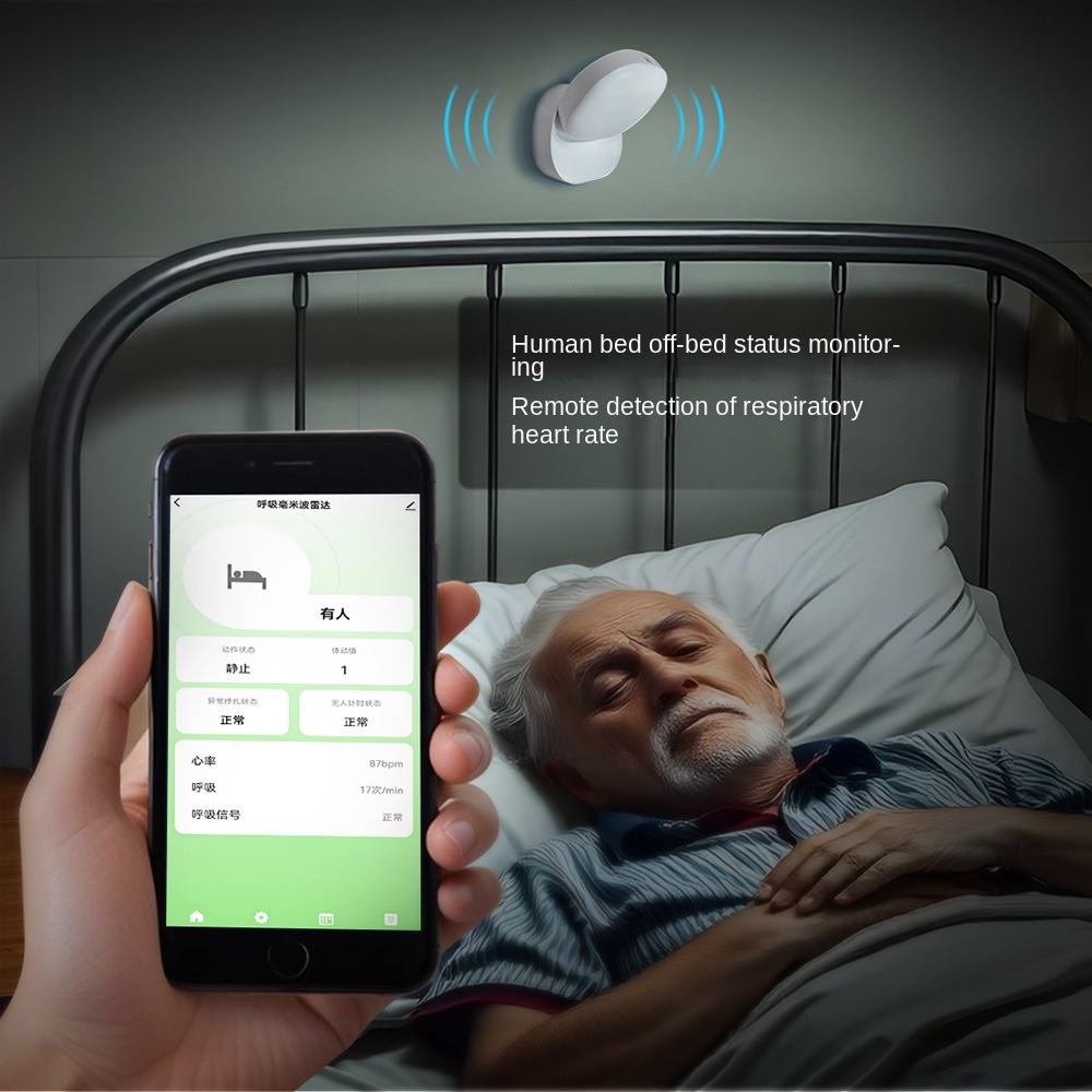Tuya Modern Home App Monitor Elder Care 60GHz Millimeter Wave Radar Safe Breath Sensor Detects Sleep Heartbeat Rate WiFi