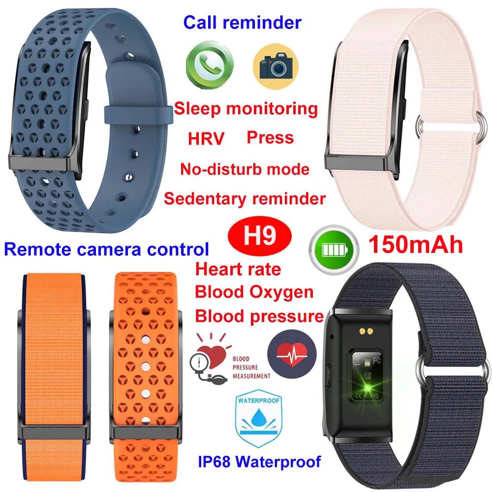 Quality IP68 waterproof mobile smart screenless bracelet with blood pressure sleep monitoring for senior healthcare H9