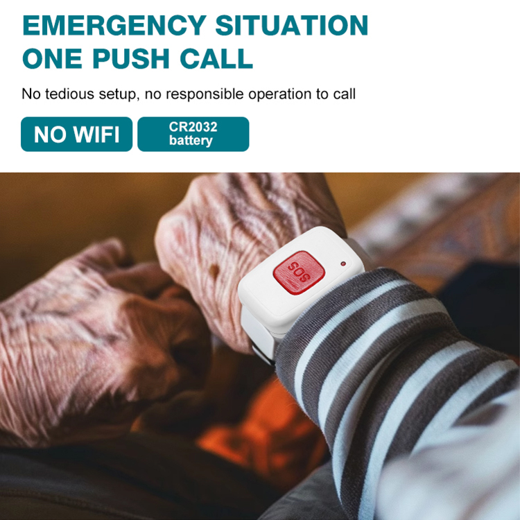 Popular Product Hospital Nursing Home One-Click Alarm Call Bracelet For Nurse And Waiter Use Wireless Pager System