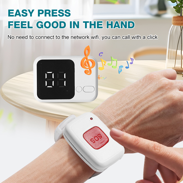 Popular Product Hospital Nursing Home One-Click Alarm Call Bracelet For Nurse And Waiter Use Wireless Pager System