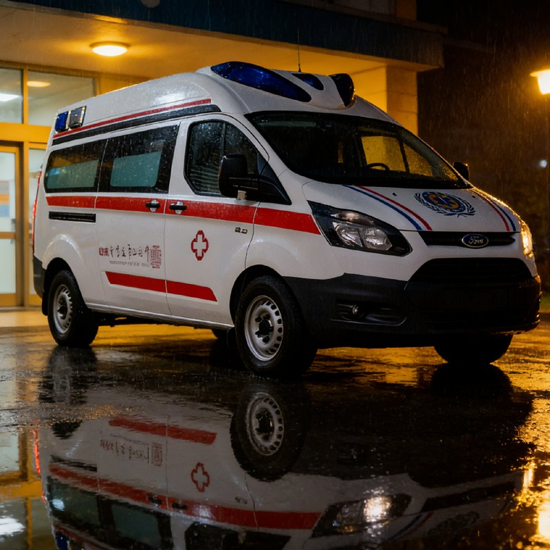 2026 Ford 4×2 Monitoring Emergency Rescue Ambulance with Light Bar Ambulance Fire Red