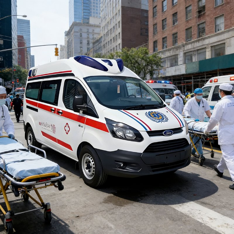 2026 Ford 4×2 Monitoring Emergency Rescue Ambulance with Light Bar Ambulance Fire Red