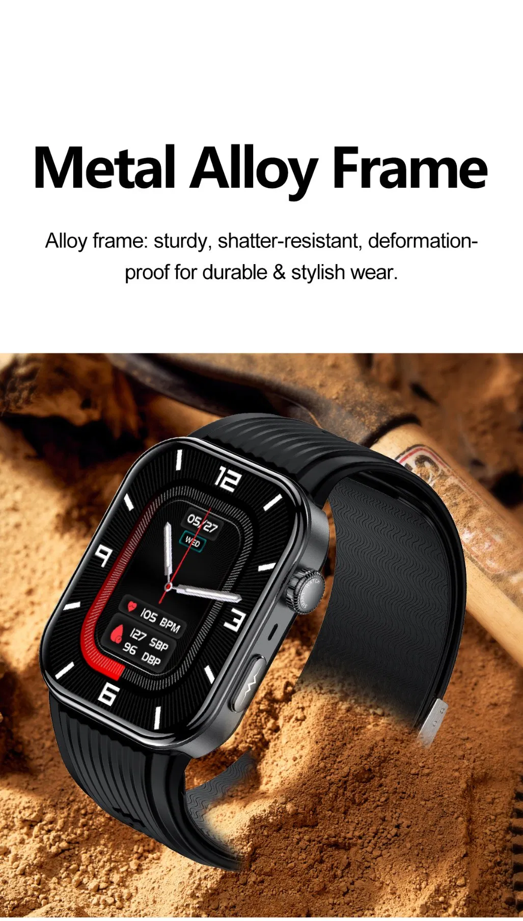 Newest Silicone Strap High Accuracy ECG Blood Pressure Oxygen Monitor Temperature Smart Watch with Air Pump