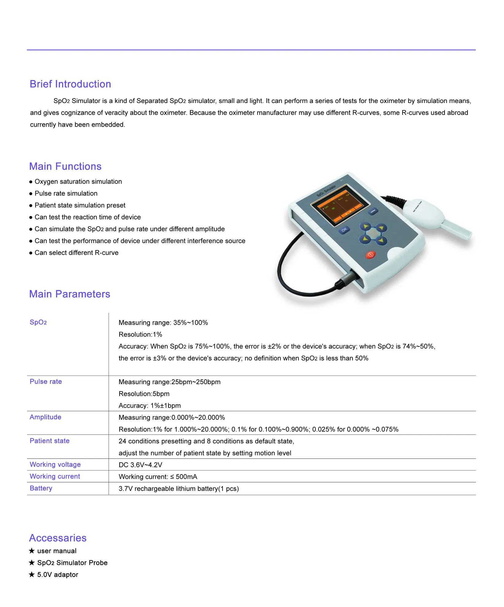 ECG EKG Pulse Oximetry SpO2 ECG Simulator SpO2 Device SpO2 Simulator