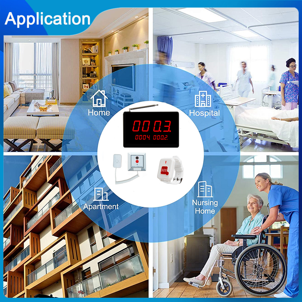 Medical Paging System with Wearable SOS Alert, Nurse Station Central Monitor &amp; Bedside Call Point for Elderly Care