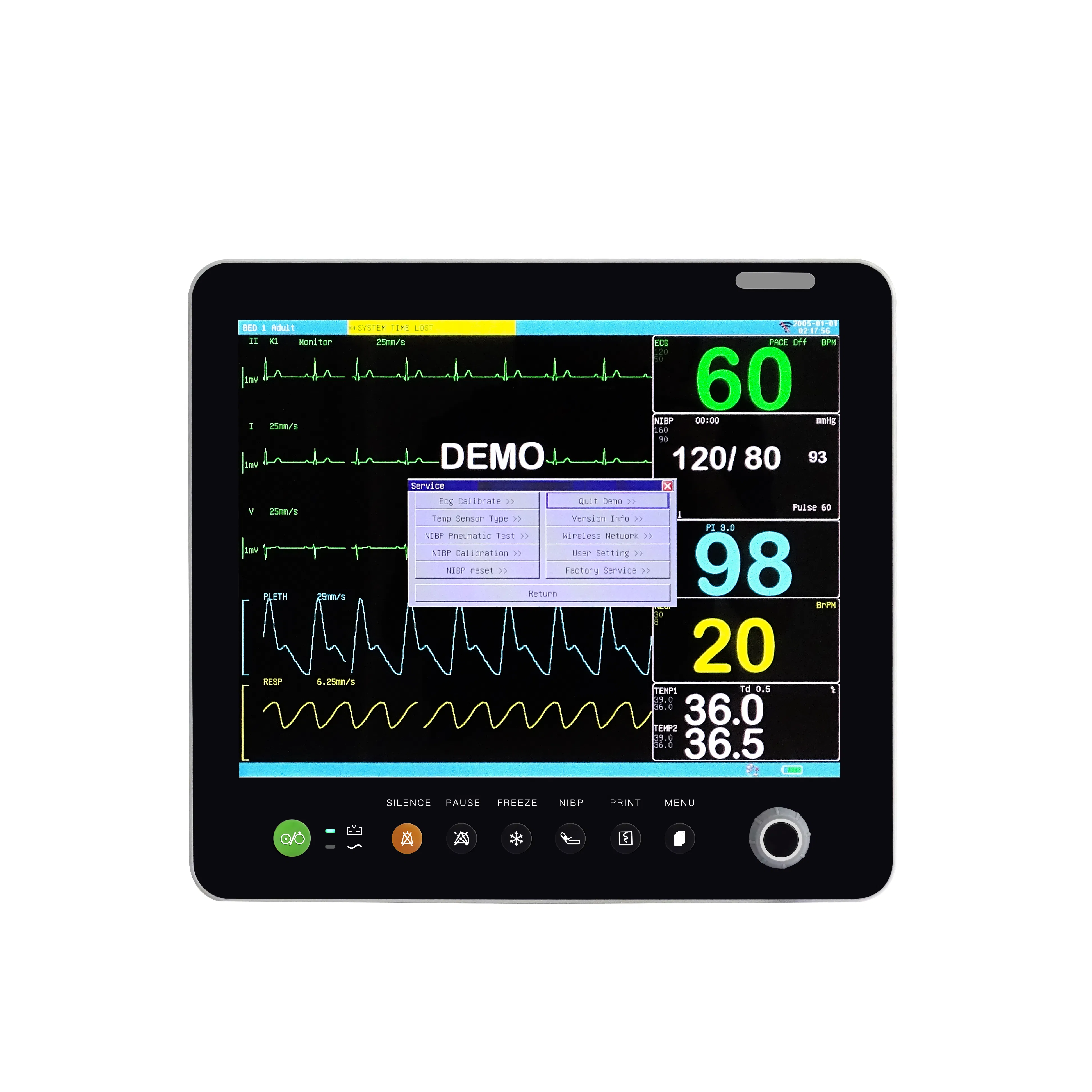 China Medical One Stop Supplier Professional 15 Inch Remote Patient Monitoring Machine Vital Sign Patient Monitor with Trolley