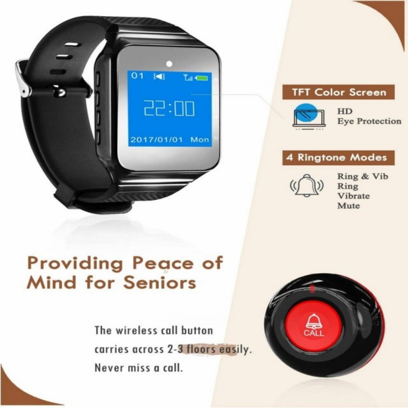 Wireless Caregiver Pager Call Button for Patient Nurse Alert System for Elderly Monitoring