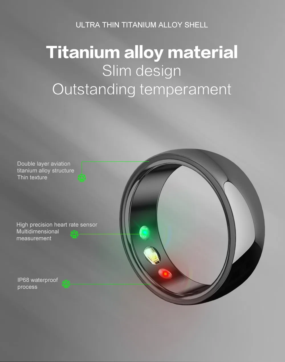 Health Sensors and Apps Monitoring Features Smart Ring for Wearable Technology