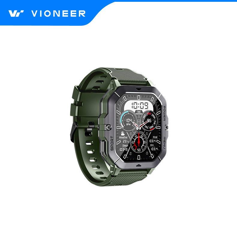Vioneer Outdoor Waterproof Bt Calling Phone Heart Rate Sleep SpO2 Blood Pressure ECG Monitoring Sport Smart Bracelet Smartwatch
