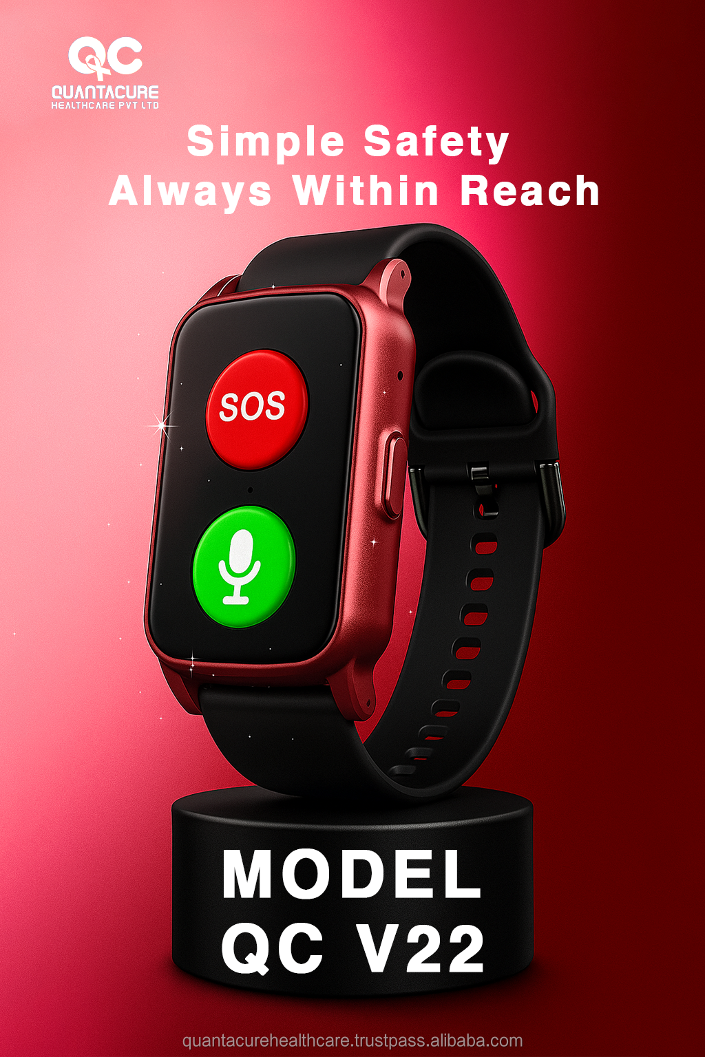 2025 QC V22 GPS Smart Watch for Elderly WiFi SOS Call Fall Detection Heart Rate Blood Pressure Sleep Monitor IP67 Waterproof VS3