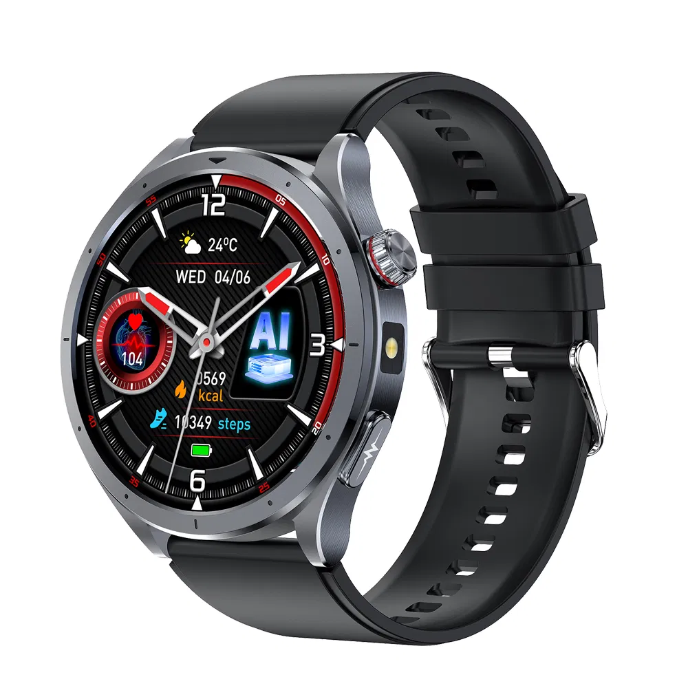 Hot selling IP68 waterproof round screen bluetooth smart wristband with HR blood pressure SPO2 monitoring body temperature for Senior healthcare E472