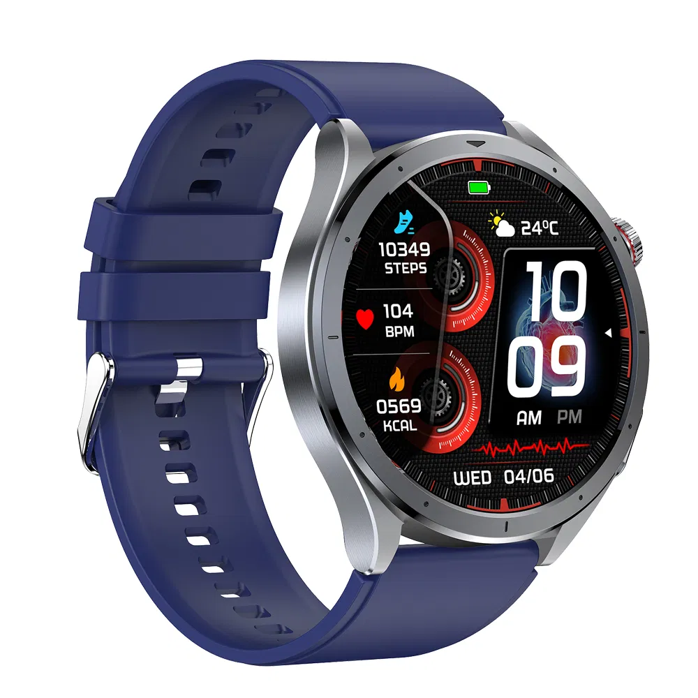 Hot selling IP68 waterproof round screen bluetooth smart wristband with HR blood pressure SPO2 monitoring body temperature for Senior healthcare E472