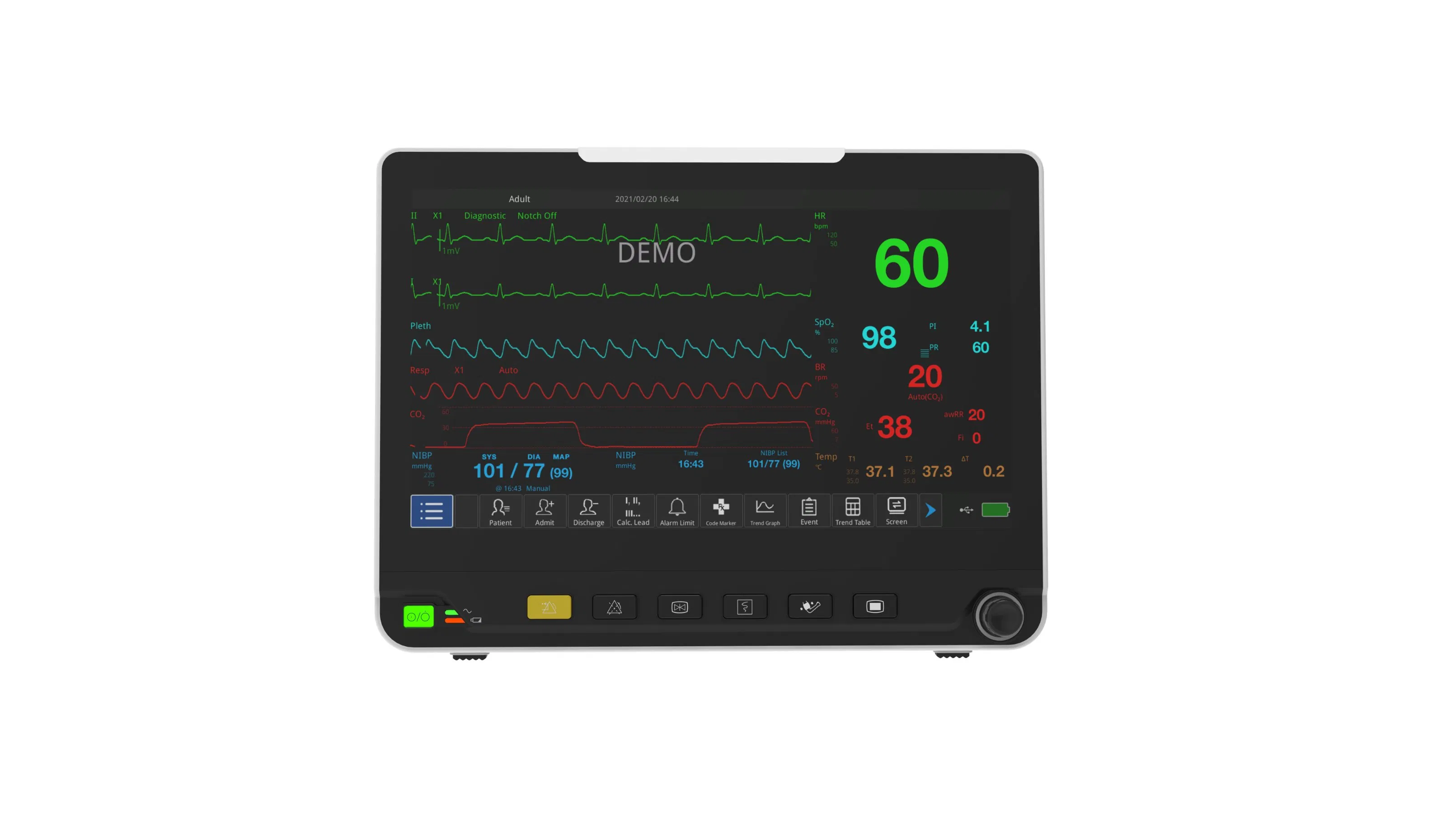 Medical Cardiac Bed Side Patient Monitor Device Wall Mount Large Screen