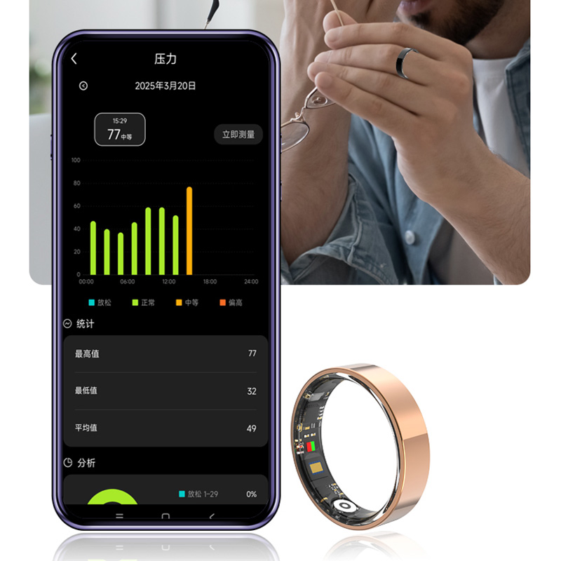 Ultra-Thin Fitness Tracker Men Women Heart Rate Blood Pressure Monitoring Waterproof Smart Ring