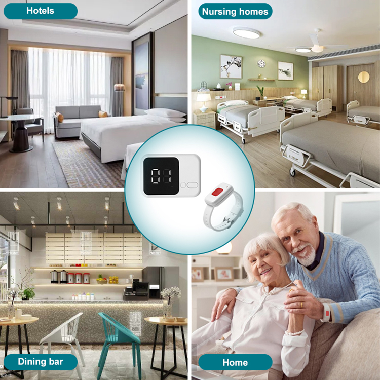 Popular Product Hospital Nursing Home One-Click Alarm Call Bracelet For Nurse And Waiter Use Wireless Pager System