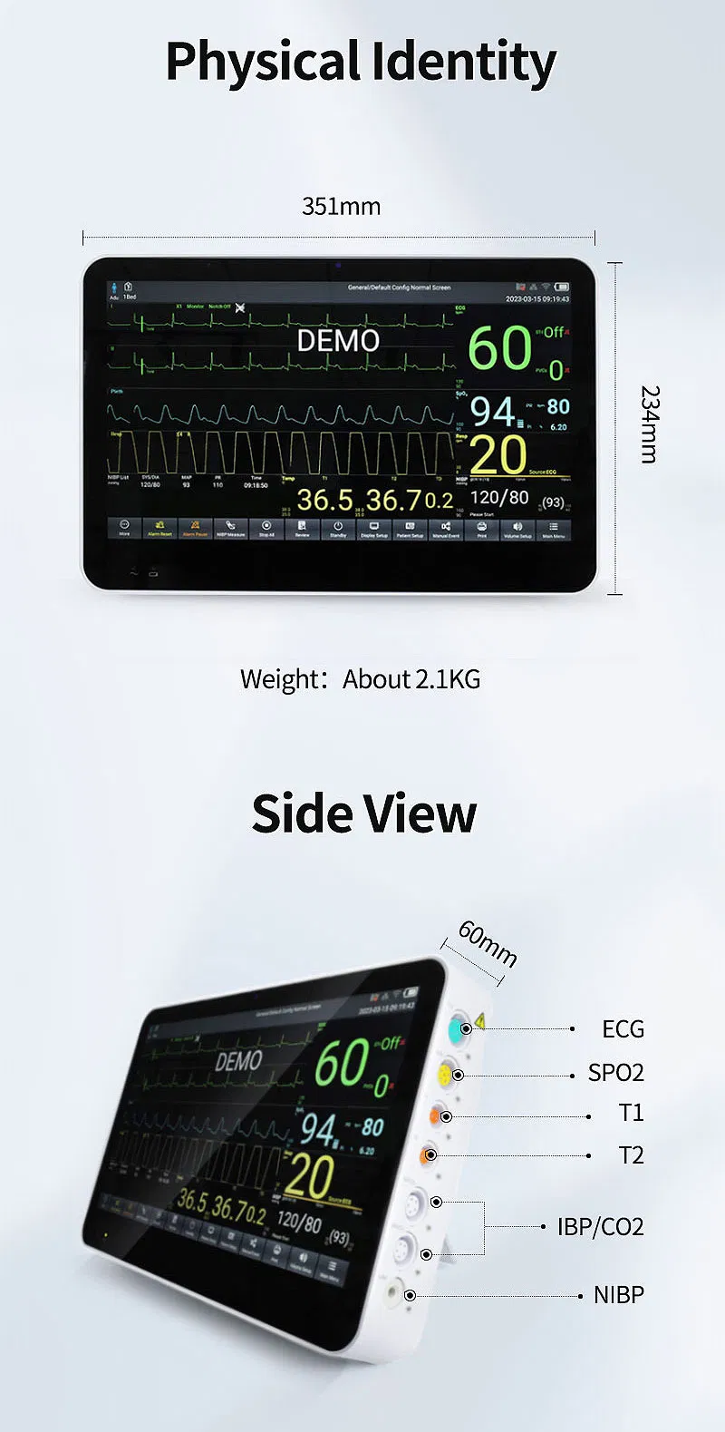 WiFi Contec China Hospital ICU Android Smart Tablet Monitor Remote Patient Monitoring