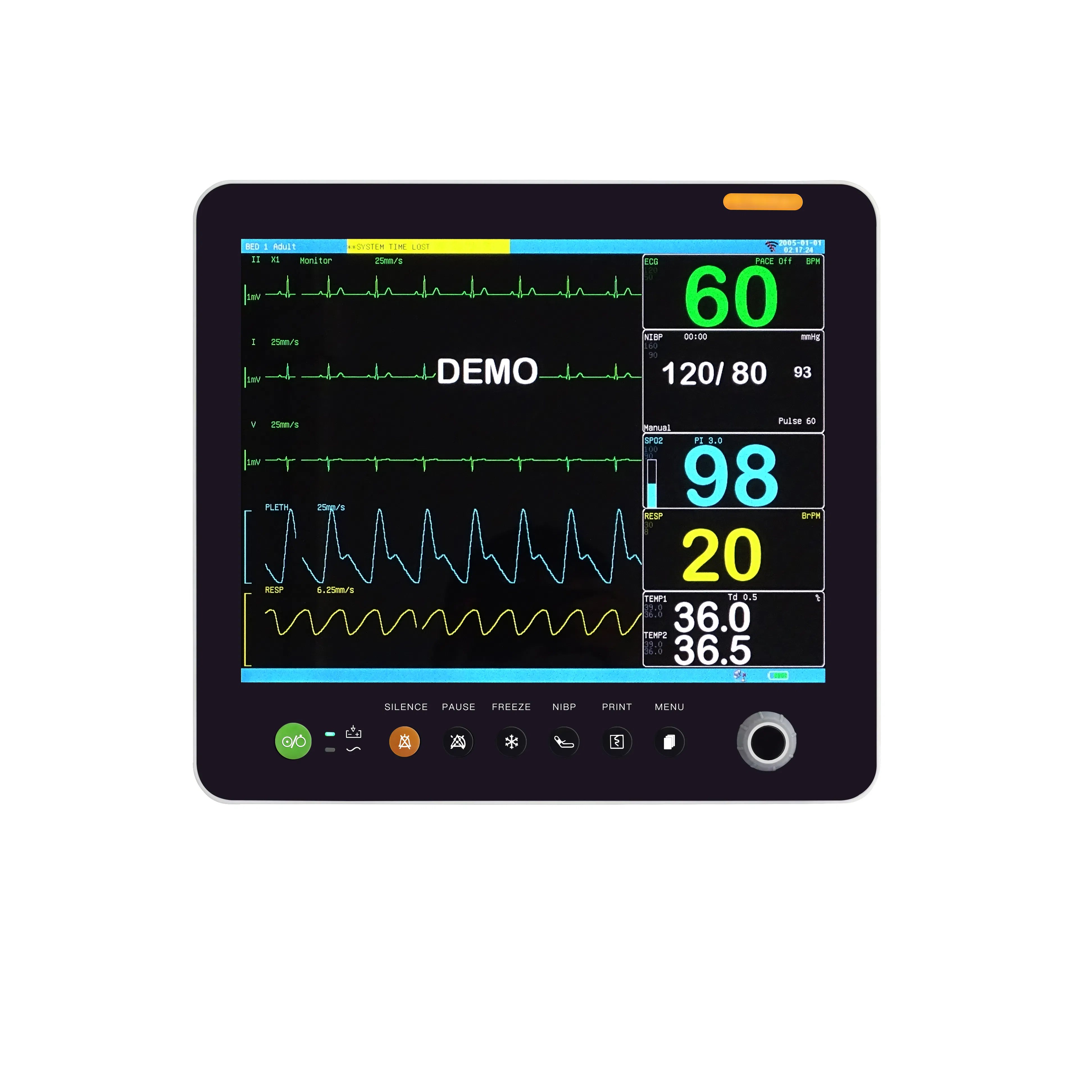 China Medical One Stop Supplier Professional 15 Inch Remote Patient Monitoring Machine Vital Sign Patient Monitor with Trolley