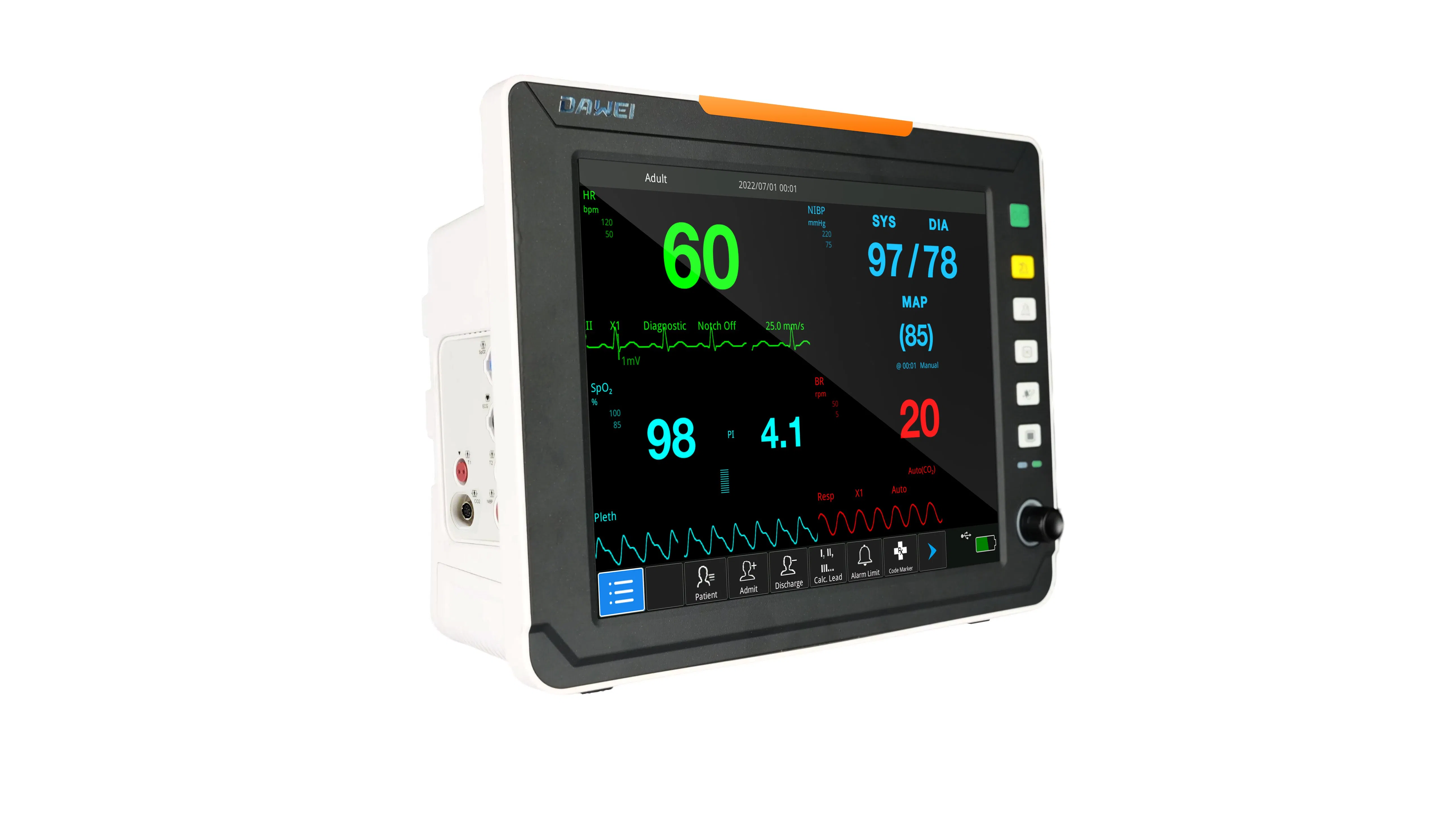 12.1-Inch Portable Wireless Bedside Vital Sign Patient Monitor with Printer Option for Surgical Instrument