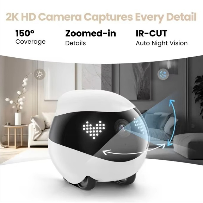 Cartoon Style Plastics Interactive Safe Charging Elderly Care Pet Monitoring Robot