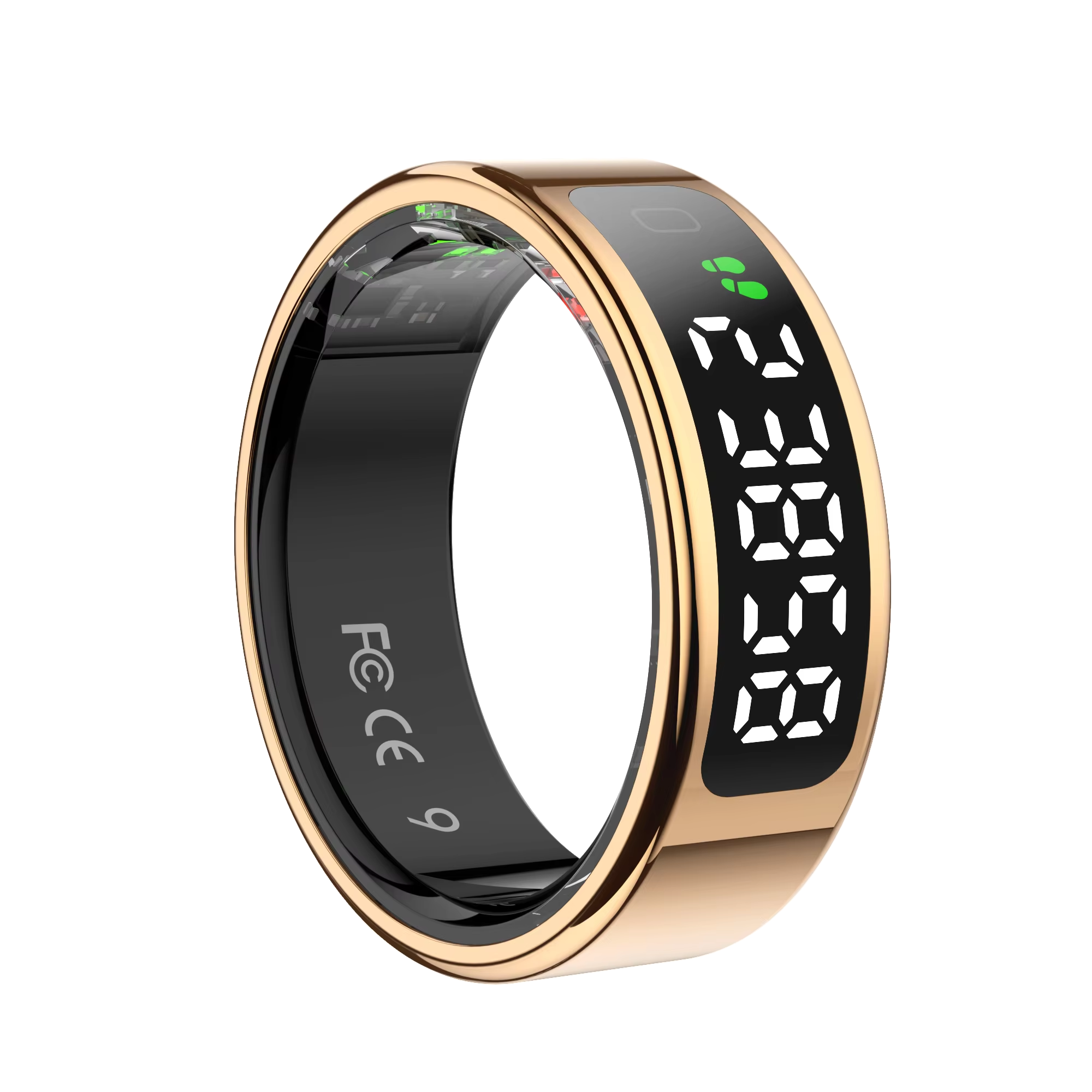 Hyperliving Steel NFC Smart Ring Health Care Fitness Tracker GPS Touch Screen Monitoring Heart Rate Sleep Activity for Elders