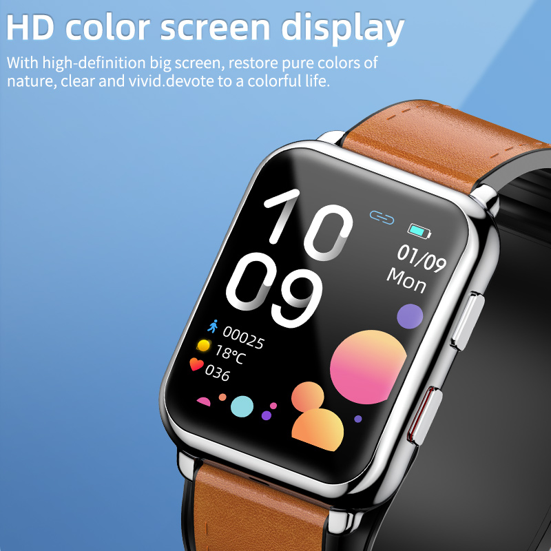 2023 New Arrival Leather Strap High Precise Blood Pressure Oxygen Heart Rate Monitoring Smart Watch with Air Bag