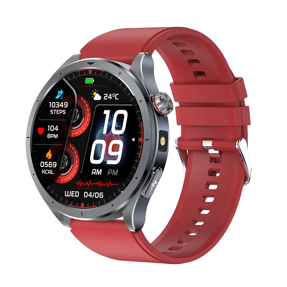 Hot selling IP68 waterproof round screen bluetooth smart wristband with HR blood pressure SPO2 monitoring body temperature for Senior healthcare E472