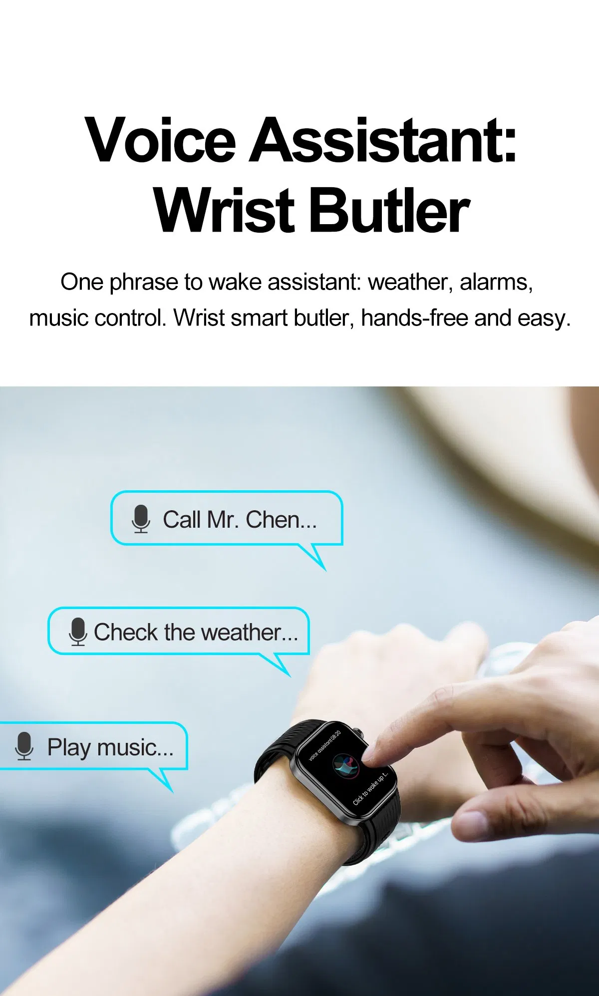 Wholesale High-End ECG Airbag Blood Pressure Heart Rate Monitoring Square Smart Watch Amoled Screen Sos Fall Alert Calling Elderly Health